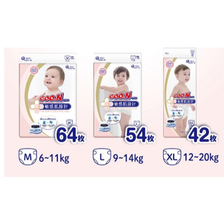 GOO.N日本大王紙尿布境內版敏感肌系列-黏貼型