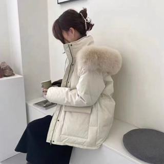 韓國東大門裝寬鬆顯瘦派剋服保暖狐狸毛領外套加厚羽絨服女羽絨外套jacket women 大尺碼 韓版加厚 保暖 TMBU