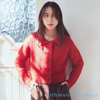 earth music&ecology 蓬鬆毛絨格紋中短版針織罩衫(1L44L2D0900)