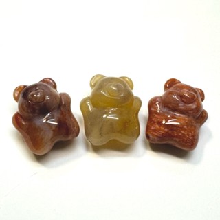 福利品【珊瑚玉配件-小熊🐻 】通孔 水晶手串 設計款 手串 天然水晶 手作 DIY 熊 珊瑚玉 飾品 雕刻件 造型