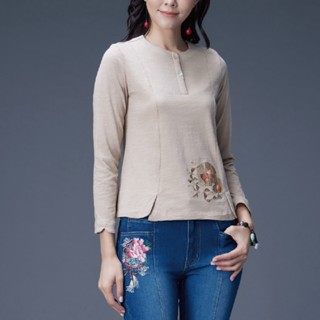 古典美 蝴氣成雙刺繡T恤【48001】棉麻/純棉/亞麻/中國風/漢服/茶禪服/手染服