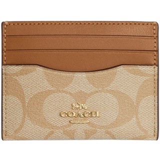 【COACH】奶茶X卡其PVC滿版LOGO卡片夾
