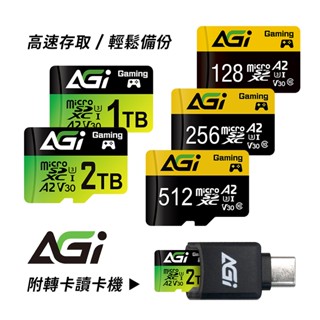 AGI 亞奇雷 TF138 microSDXC 記憶卡128GB / 256GB / 512GB（附Type-C讀卡機)