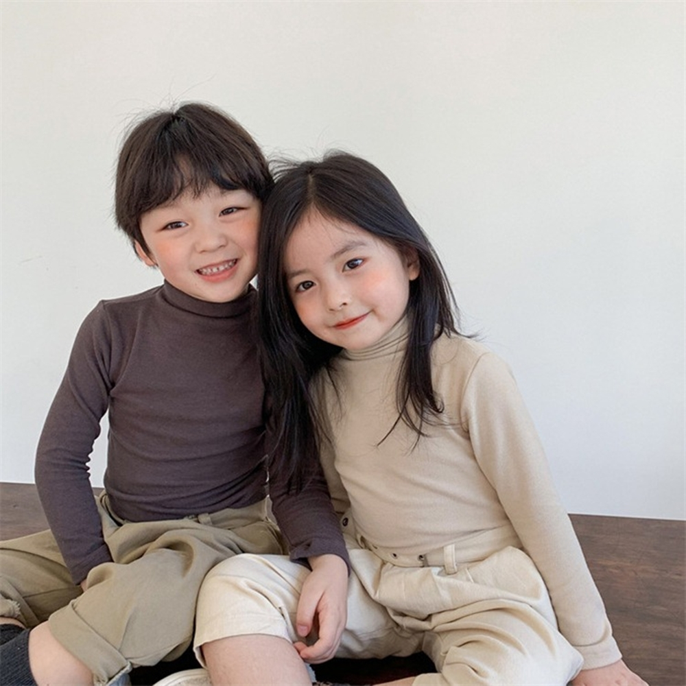Baby童衣 兒童長袖上衣 高領上衣 百搭高領磨毛打底衫 中童保暖彈力長袖T恤 兒童內搭衣 兒童保暖上衣 89098