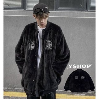 附影片🔥【Y$HOP】美式 哥德字刺繡 羊羔毛 排扣外套 高階暖棉 男女款 保暖 真材實料