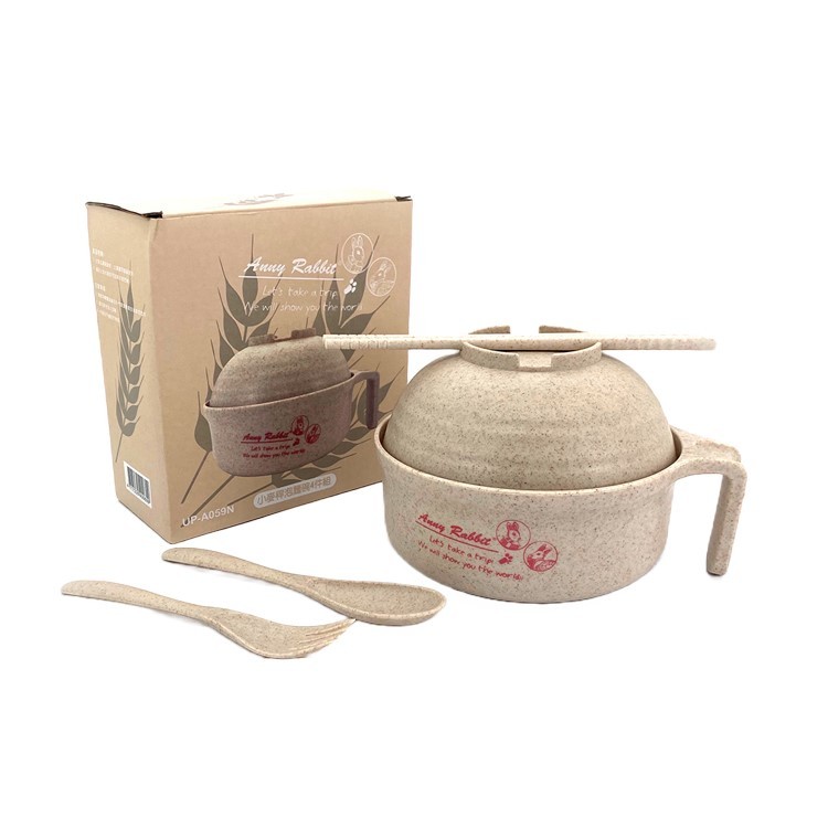 【現貨】泡麵碗 碗公 隔熱碗 安妮兔小麥稈泡麵碗4件組 便當盒 環保餐具 大容量泡麵碗 興雲網購旗艦店