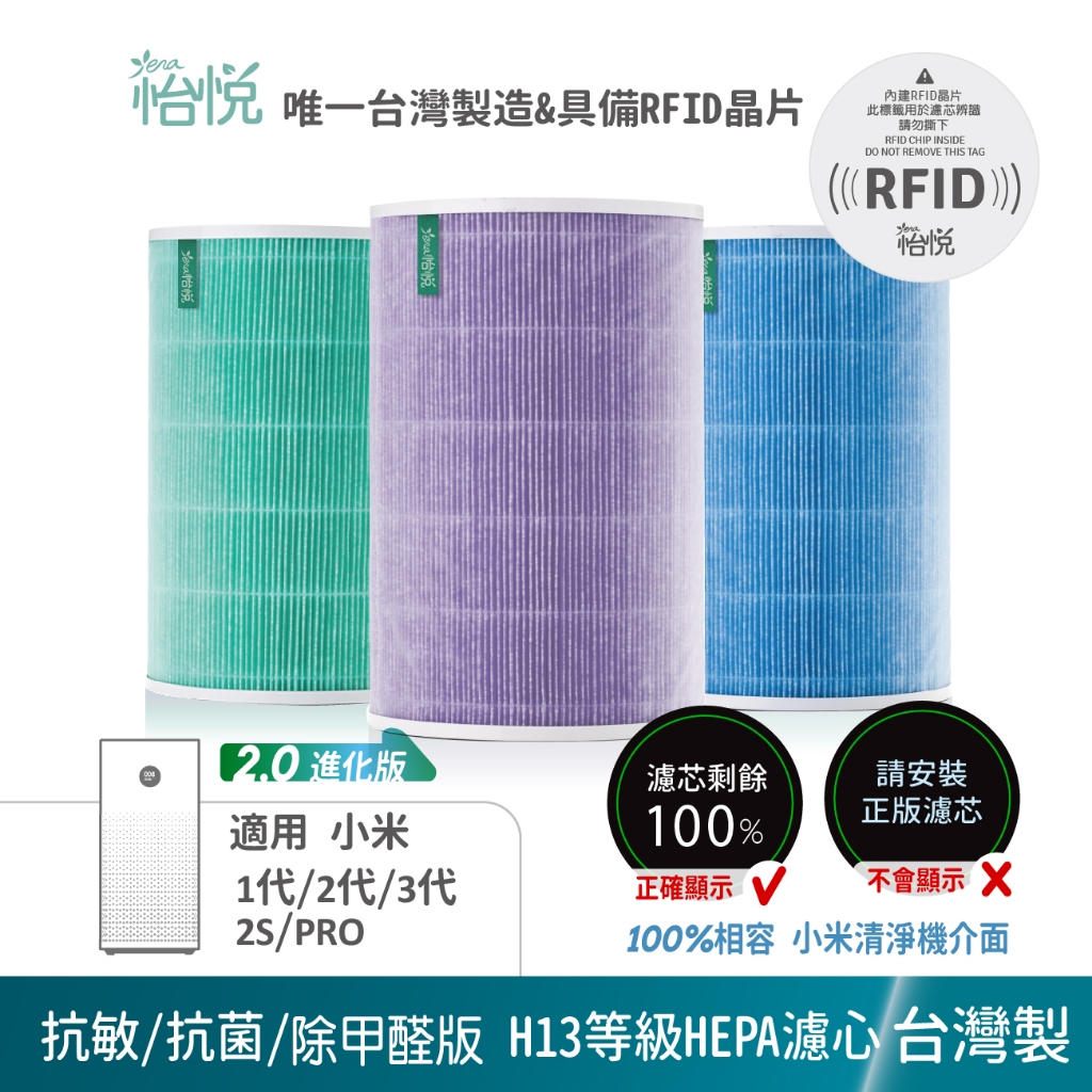 怡悅 HEPA 濾芯 濾心 濾網 抗菌 適用 米家 小米 1代 2代 3代 2S Pro 空氣淨化器 空氣清淨機 臺灣製