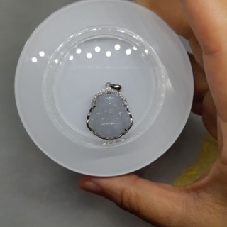 天然翡翠佛公鑲嵌吊墜 佛公彌勒佛吊墜 S925銀