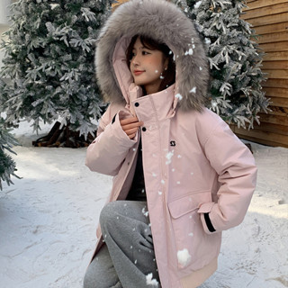 胖胖美依 棉服新款毛領棉服女加厚設計感寬鬆工裝派克服棉衣外套純…1F057-8930