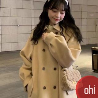 【ohi】毛呢中長款大衣 氣質韓系 加厚大衣長袖外套 外套女 秋冬百搭外套 女生外套 女裝 GCS539