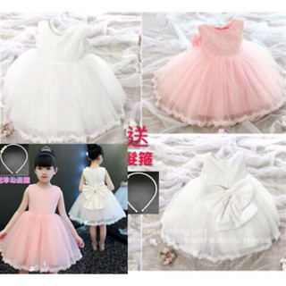 【臺灣現貨】女童公主裙小洋裝花童禮服 兒童女孩蓬蓬網紗裙 中大童畢業禮服蝴蝶結蕾絲洋裝婚紗攝影禮服抓周喜宴彌月禮服