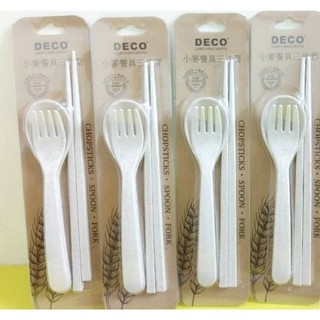 ECO 小麥餐具三件組 餐具 筷子 湯匙 餐叉