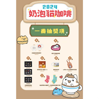 奶泡貓咖啡★正版★國際咖啡展一番抽 地墊 飲料提袋 咖啡迷你杯 咖波草莓大福襪子 咖波狗狗烤糰子襪子 聖誕節交換禮物