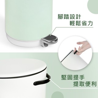90度定蓋功能 圓型垃圾桶5L DIKE 超靜音抗菌 薄荷綠 HBA100 踩踏垃圾桶 獨佳抗菌內桶 省力垃圾桶 廚房