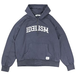 IDEALISM ID24054-BL VINTAGE PULLOVER 半拉練 帽T (水洗藍色) 化學原宿