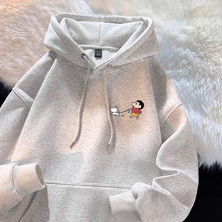 【臺灣出貨】帽t 連帽衛衣 重磅帽t oversize 帽踢 男女共穿 蠟筆小新帽tee 卡通印花帽t 內刷毛秋冬衣服