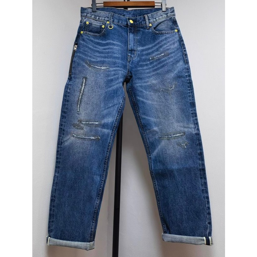 Fenom藤原浩C10黃閃電赤耳丹寧直筒寬鬆15oz重磅厚料水洗牛仔褲(非Levis/Lee/EDWIN/DIESEL)