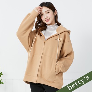betty’s貝蒂思(35)繡字連帽抽繩口袋棉質休閒外套(卡其)
