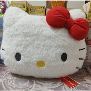日版﹝Sanrio Original﹞限定※Hello kitty凱蒂貓※【kitty白色立體頭型造型】絨毛抱枕/午睡枕