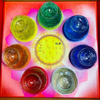 【樂興佛具】七彩果凍蓮花燈 / 七星蓮花燈 / 果凍蠟燭 / 七彩燈 / 七色蓮花 / 敬奉