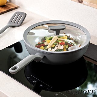 【BergHOFF貝高福】Balance陶瓷塗層不沾鍋系列 單柄含蓋炒鍋28cm(BHBL-28W-MM) 月霧灰
