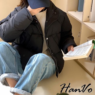 【HanVo】冬季羽絨保暖麵包外套 簡約時尚短版外套 韓系女裝 女生衣著 A07-4531