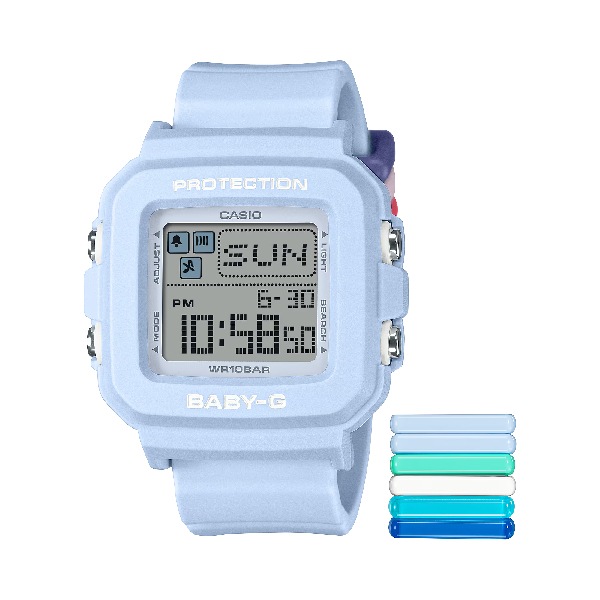 CASIO 卡西歐 BGD-10 系列 BABY-G＋PLUS BGD-10L-2 色彩繽紛像素動畫方型腕錶 藍39mm