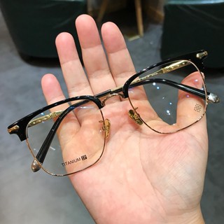 十字架珍藏品質眼鏡 簡丹克蘿心眼鏡框 男女半框大臉加寬眼鏡架 半鈦超輕眼鏡 可百搭素顏方形眼鏡細框 眉毛眼鏡 交換禮物