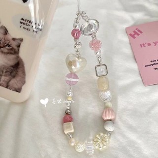 喜樂♪丨掛飾 芭蕾風ins少女粉手機掛鏈 ccd掛繩ins風手工串珠相機掛飾防丟繩 手機掛繩吊飾手機鍊條手機吊繩