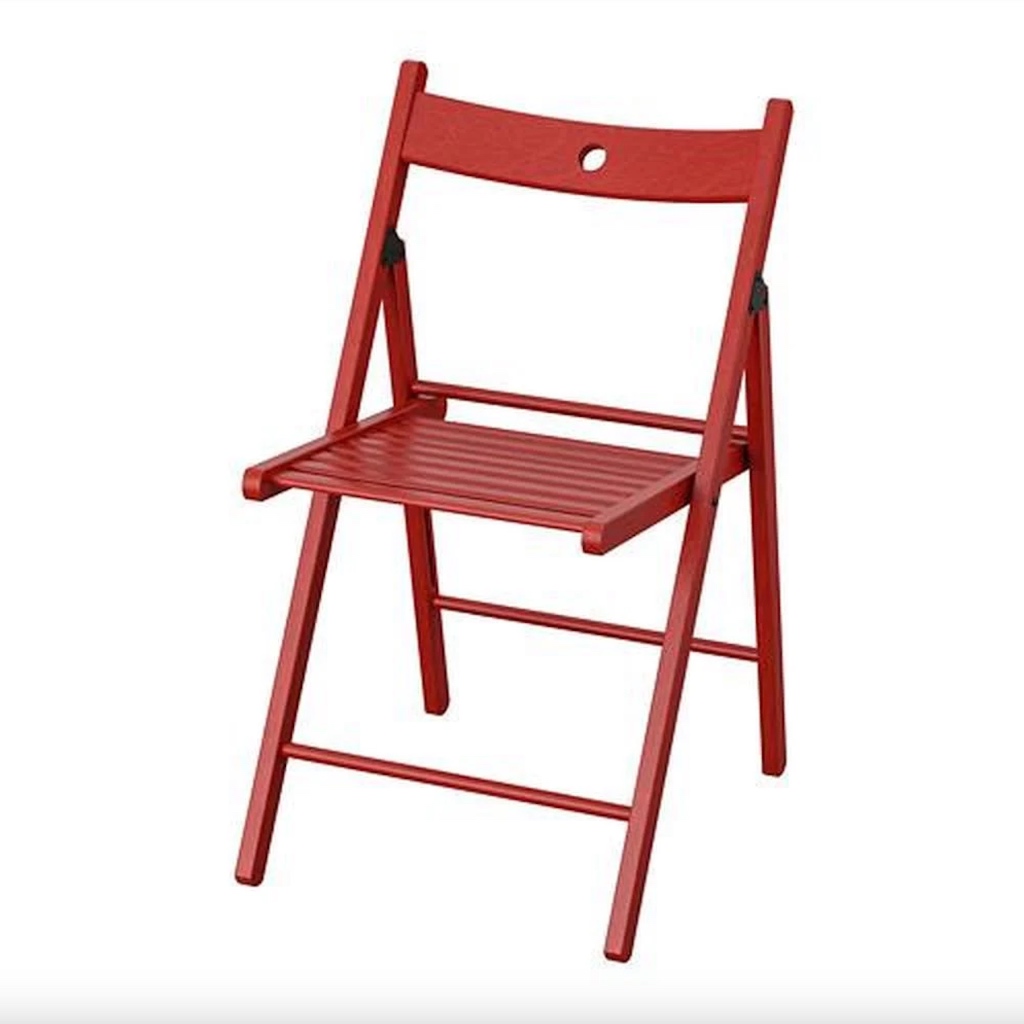 北歐工業LOFT風格經典IKEA宜家TERJE折疊椅餐椅原木椅休閒椅工作椅/紅色/櫸木/二手八成新/特$650