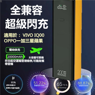 20000mAh 大容量 適用vivo iQOO手機 超級閃充 OPPO一加真我蘋果 大功率通用行動電源
