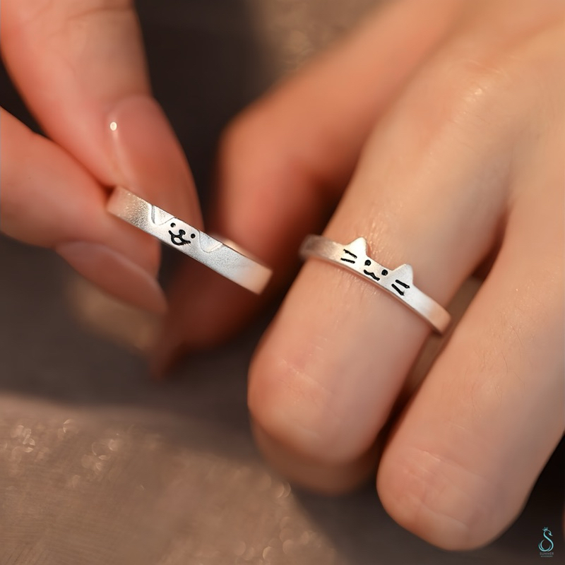 SUMMER韓 銀飾💫［S999足銀］🐶🐱萌伴之戒 情侶對戒 貓狗日記 閨蜜對戒 純銀戒指 純銀飾品