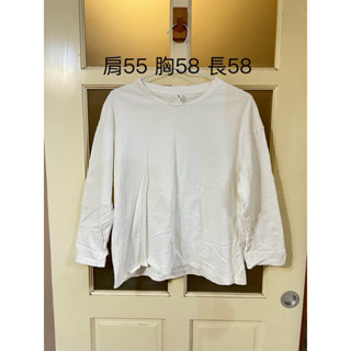 純白休閒寬鬆上衣8分袖 二手狀態良好 free size