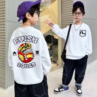 JUSTIN 臺灣現貨 男童衛衣春秋新款兒童時尚卡通長袖上衣中大童寬鬆打底套頭衫潮牌