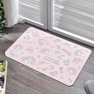 Fancy Belle 軟式珪藻土地墊60x39cm+大容量洗衣袋1入 夢幻甜心美樂蒂 三麗鷗 格蕾寢飾 (超值組合)