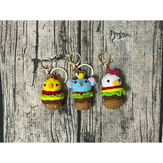 現貨 毛線手作小物 動物漢堡 小雞 小鴨 大象 鑰匙圈 掛飾 成品手作 手工 送禮