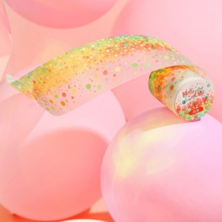 ✨全新現貨✨【分裝一循環約350mm】圓點靈感系列 PET閃砂膠帶 圓點歐式清新亮色素材拼貼手帳貼紙
