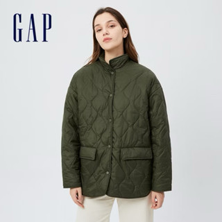 二手 Gap 女裝 仿羊羔絨內襯寬鬆羽絨外套-軍綠色XXS號
