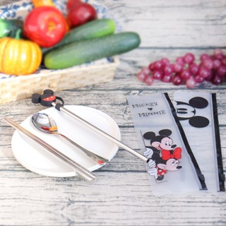 【Disney 迪士尼】不鏽鋼環保餐具 / 吸管組 - 米奇 (現貨限量)
