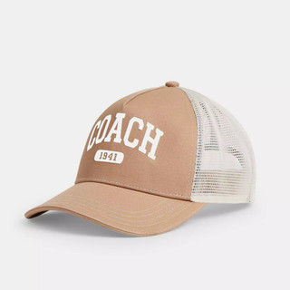 COACH 刺繡LOGO鴨舌帽 透氣網眼帽 棒球帽 帽子 遮陽帽 CAA61 棕色(現貨)