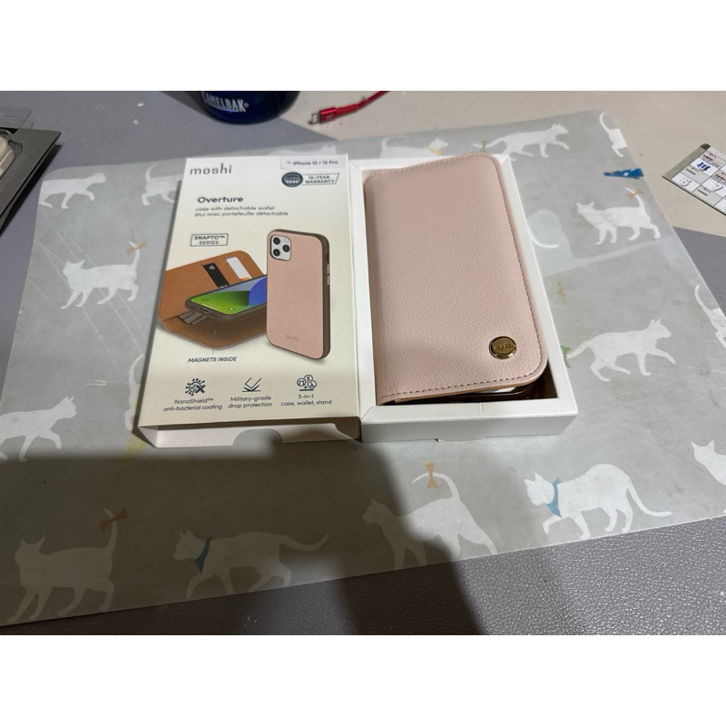 【Moshi】Overture 磁吸可拆式卡夾型皮套/手機保護殼 玫瑰粉 for iPhone 12/12pro 二手