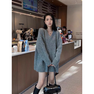조세핀 josephine shop 조세핀 V領中長版秋冬寬鬆加厚慵懶風針織百搭顯瘦上衣