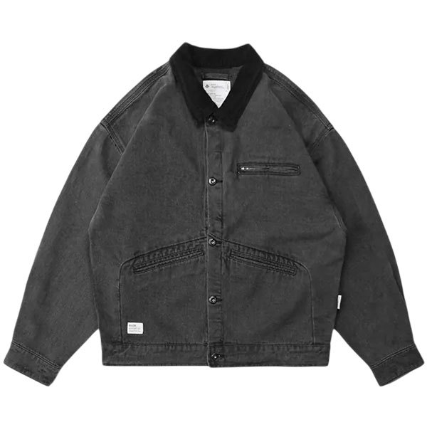 B-SIDE HEAVY WASHED DENIM JACKET 寬短洗舊 丹寧外套 (灰色) 化學原宿