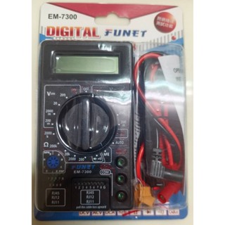 瘋狂買 臺灣船井 FUNET暢銷機款 EM-7300 數位三用電表 附網路線電話線測試功能 數字液晶 交直流測量 特價
