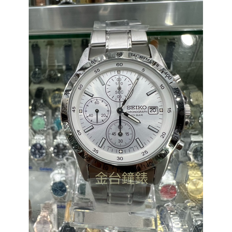 【金台鐘錶】SEIKO 精工 SBTQ039 (附原廠盒)(白面) 38mm防水100米 不鏽鋼錶帶  三眼計時男錶