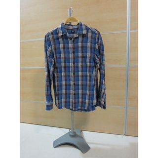 【Uniqlo】近全新現貨 優衣庫 百貨專櫃 男裝 長袖氣質百搭法蘭絨格紋襯衫上衣 M號/175CM