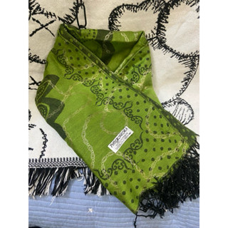 全新 Pashmina cashmere 喀什米爾 尼泊爾 綠色提花 羊毛 保暖純手工 圍巾 絲巾 披肩