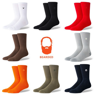 【 🇺🇸大鬍子美國襪子選品 】BEARDED - ICON CREW SOCKS經典純色系列功能運動長襪（美國公司貨）