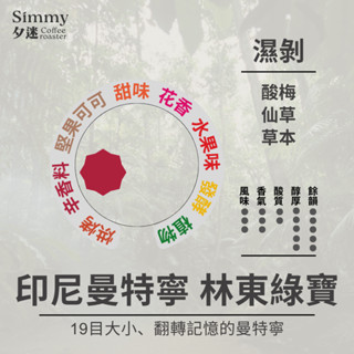 夕迷咖啡｜印尼曼特寧 林東綠寶19目 酸梅、仙草、柑橘（木質草本調）精品咖啡 翻轉印象 冠軍咖啡