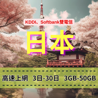 【eSIM】日本上網【3至30天】【30GB-50GB】總量型方案 KDDI/SoftBank雙電信 日本旅遊上網